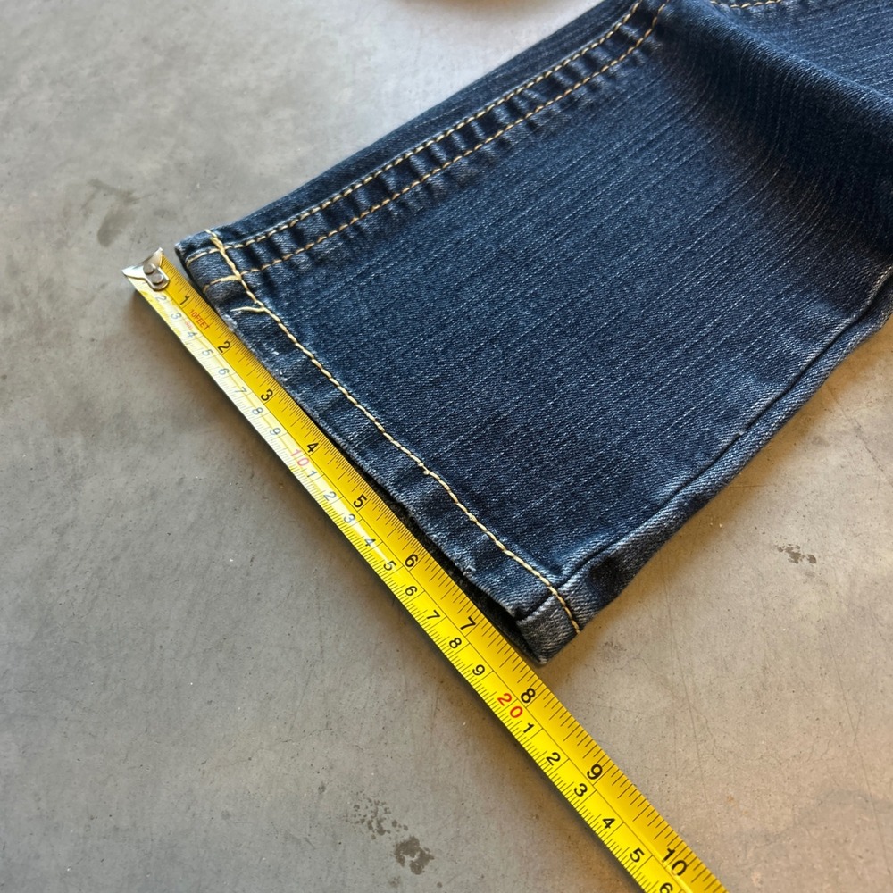 Justice Jeans Mens Dark Wash Distressed Bootcut Denim Rhinestone Pockets 24x27 - Picture 7 of 8